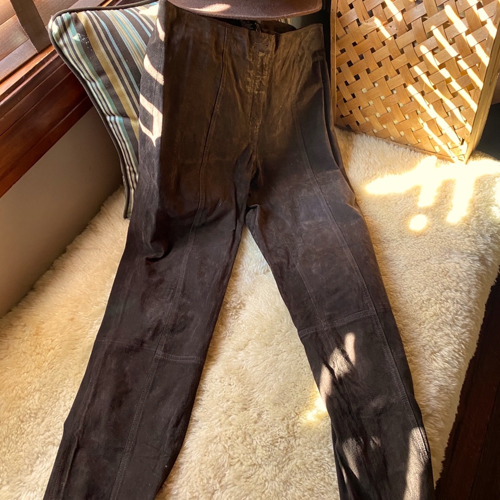 Chocolate 100% Suede leather Pants